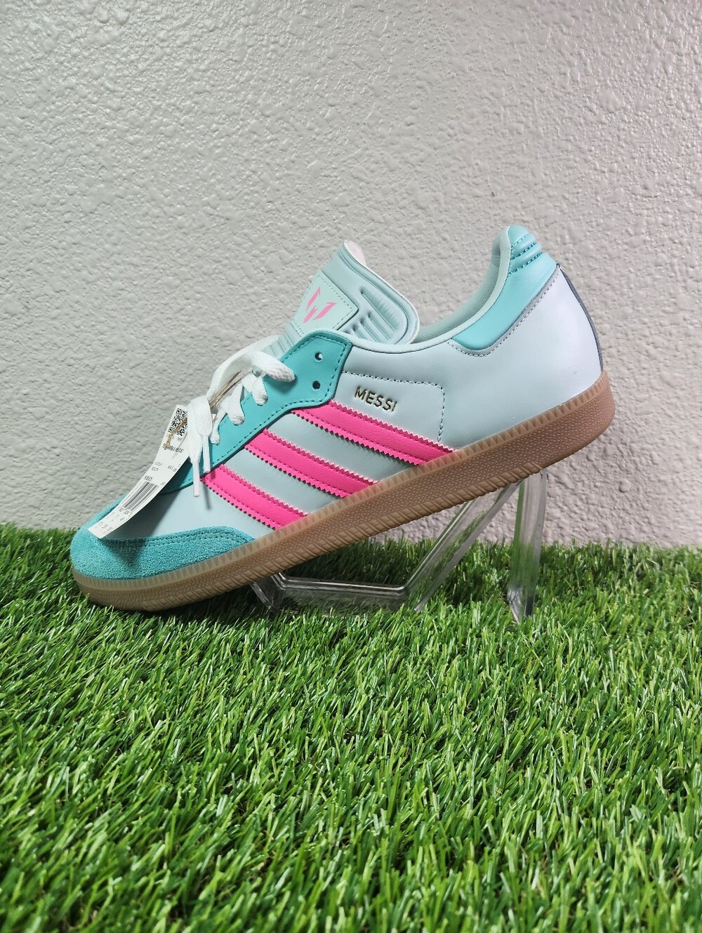 Adidas Men's Samba Leo Messi Mint & Lucid Pink Miami KI8505-Size 11.5 *New